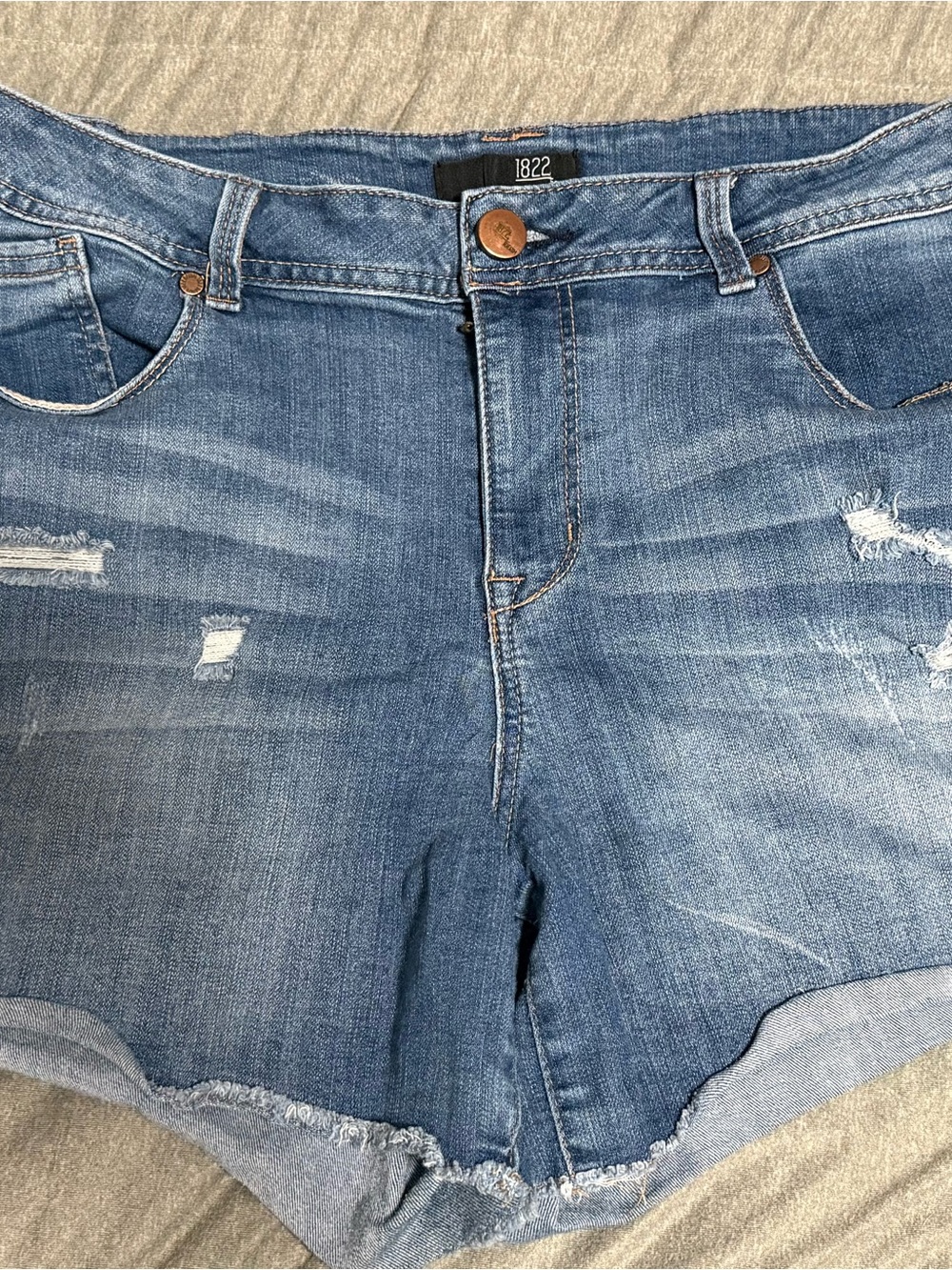 1822 Denim Distressed Raw Hem Jean Shorts Size 16